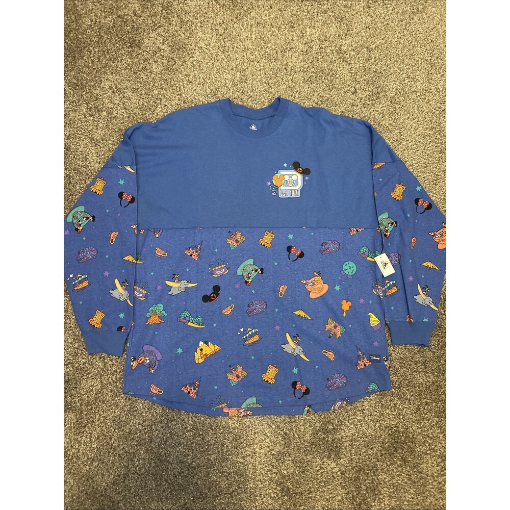 NEW Walt Disney World Play in the Park Spirit Jersey Adult XL Blue Icons NWT